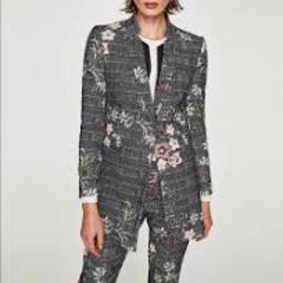 SOLD Zara Jacket High-Quality Business Core Embroidered Fabric Blazer Med - Picture 7 of 9
